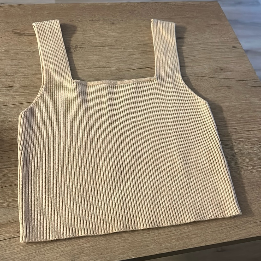 Tan knit tank top